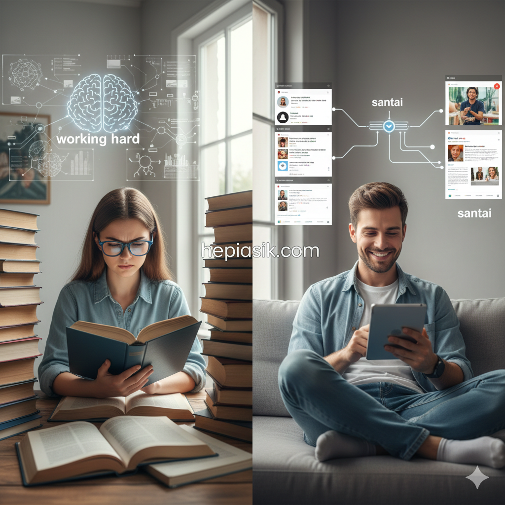 Seorang profesional muda aktif menggunakan laptop untuk riset dengan efektif