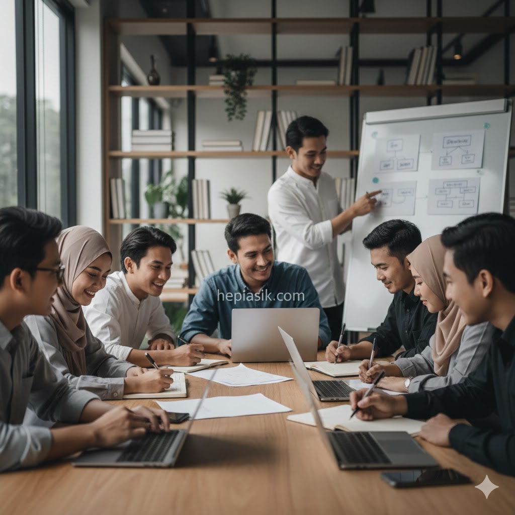 Anak muda produktif fokus bekerja tanpa gangguan gadget